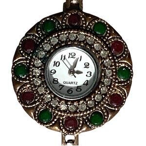 Vintage Flower Quartz Watch Round Women's Bracelet,  Non-Operable
